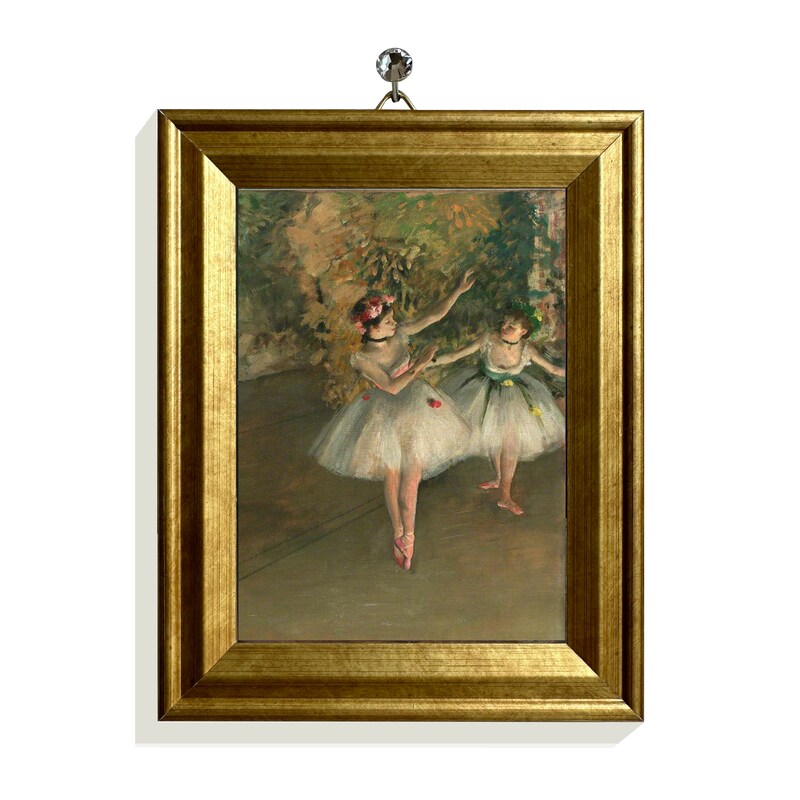 Coquette Room Decor Mini Canvas Print of Ballet Ballerina Small Oil  Painting Vintage Art Gold Frame Degas Two Dancers Ballerinas Wall Art